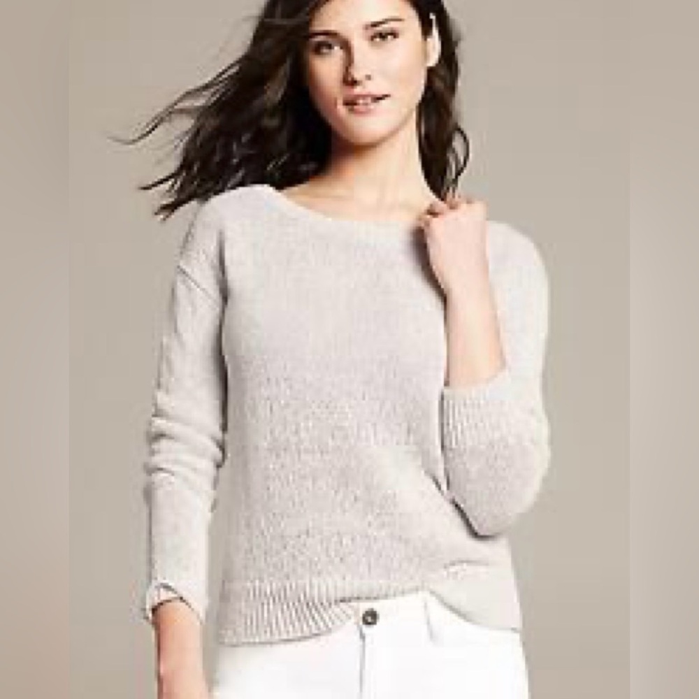 Banana Republic Light Gray Heritage Marled Pullover Sweater